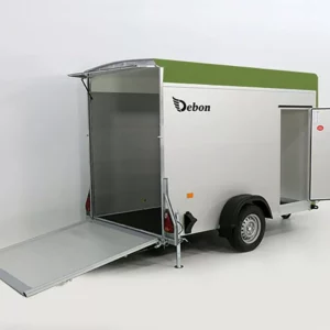 Debon Kofferanhänger C300 148x295cm H:190cm 1,3t Alu, Polybug|Tür|olivgrün-Neu
