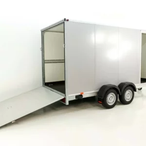 Vezeko Kofferanhänger 184x405cm Höhe:205cm 2,7t|Rampe|Tür|silber-Neu